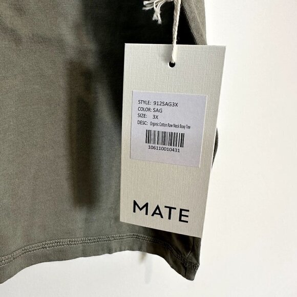 NWT MATE the Label Sage Organic Cotton Raw Neck Boxy Tee - Size 3X - Picture 4 of 12